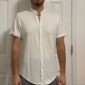White collarless shirt
